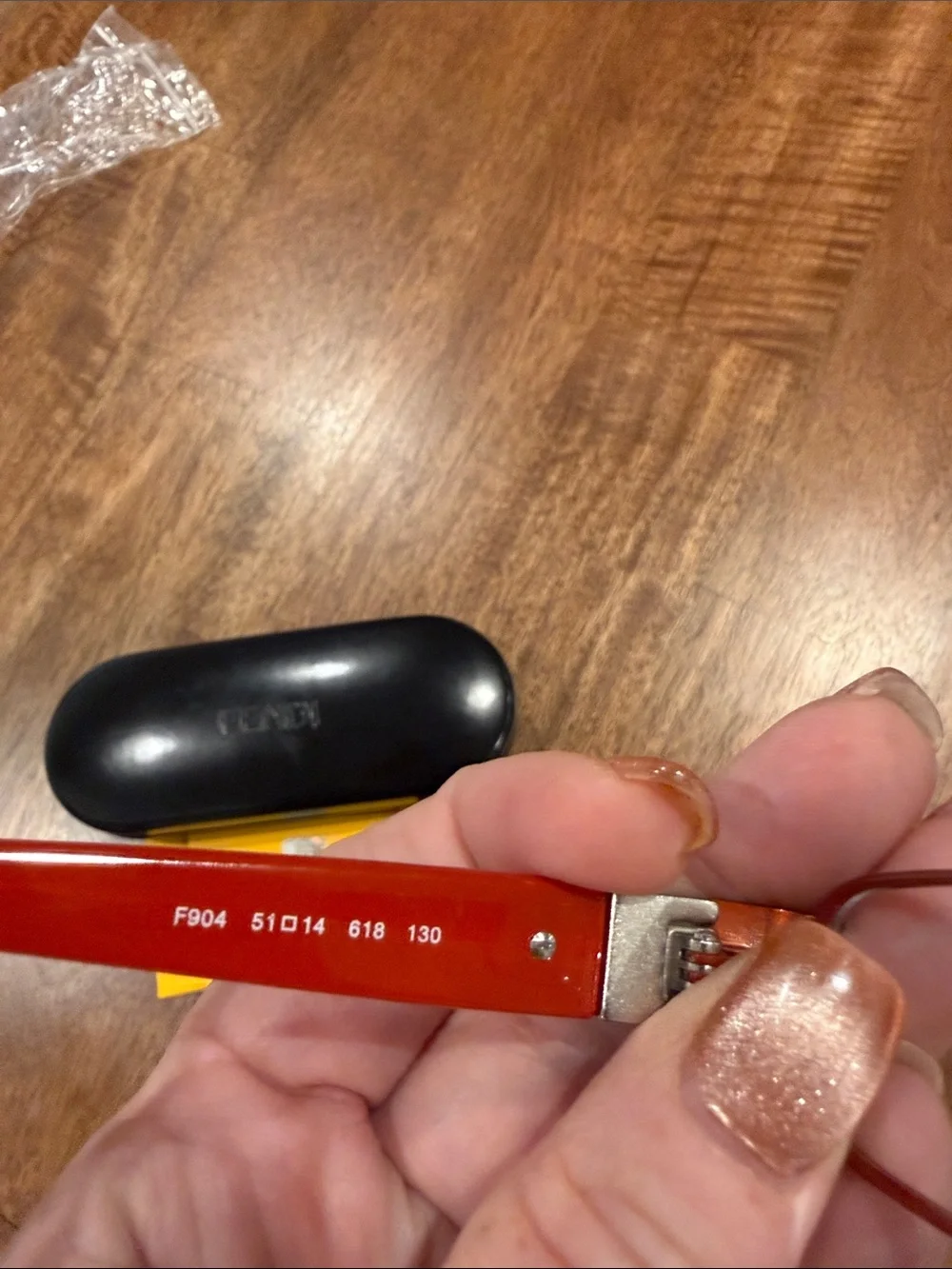 Fendi Red Rectangular Glasses with Black Case